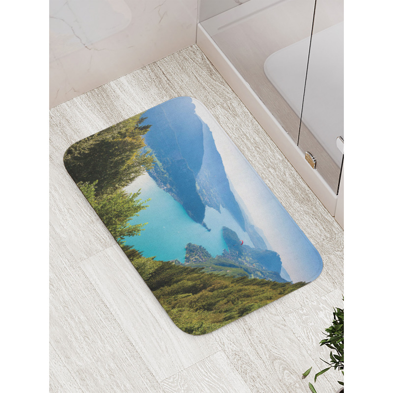 Aerial Annecy Lake Pine Bath Mat