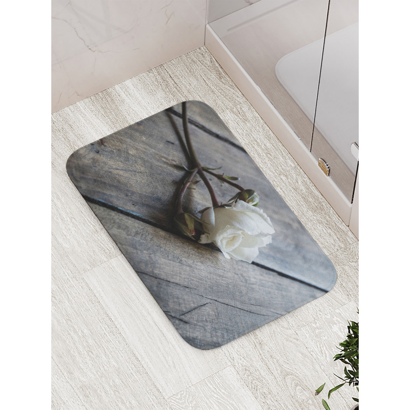 Romantic Flower Rustic Table Bath Mat