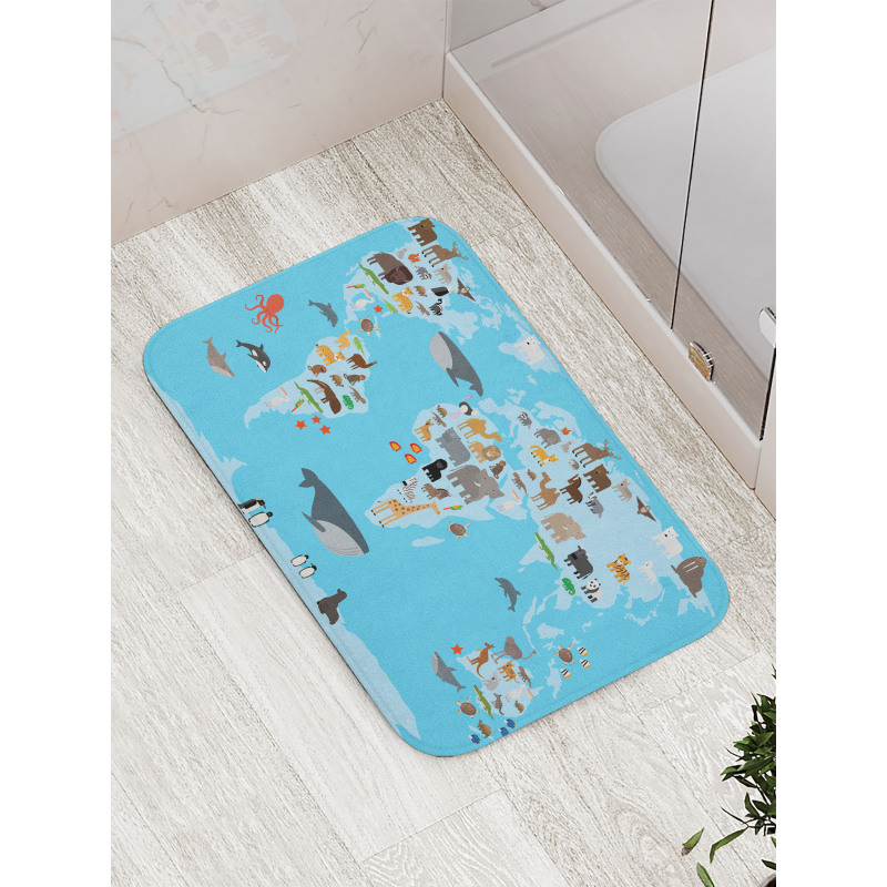 Guide Animals World Map Bath Mat