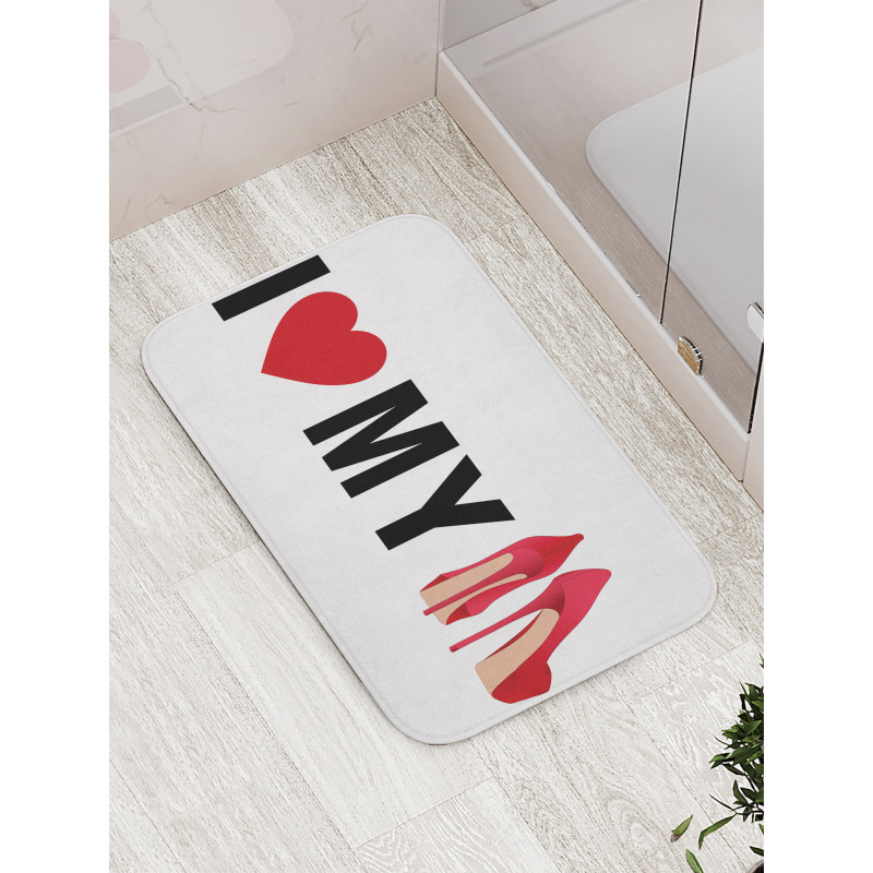 I Love My Shoes Heart Bath Mat