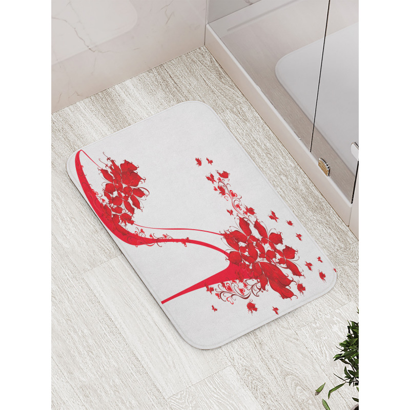 Shoe Butterflies Flowers Bath Mat