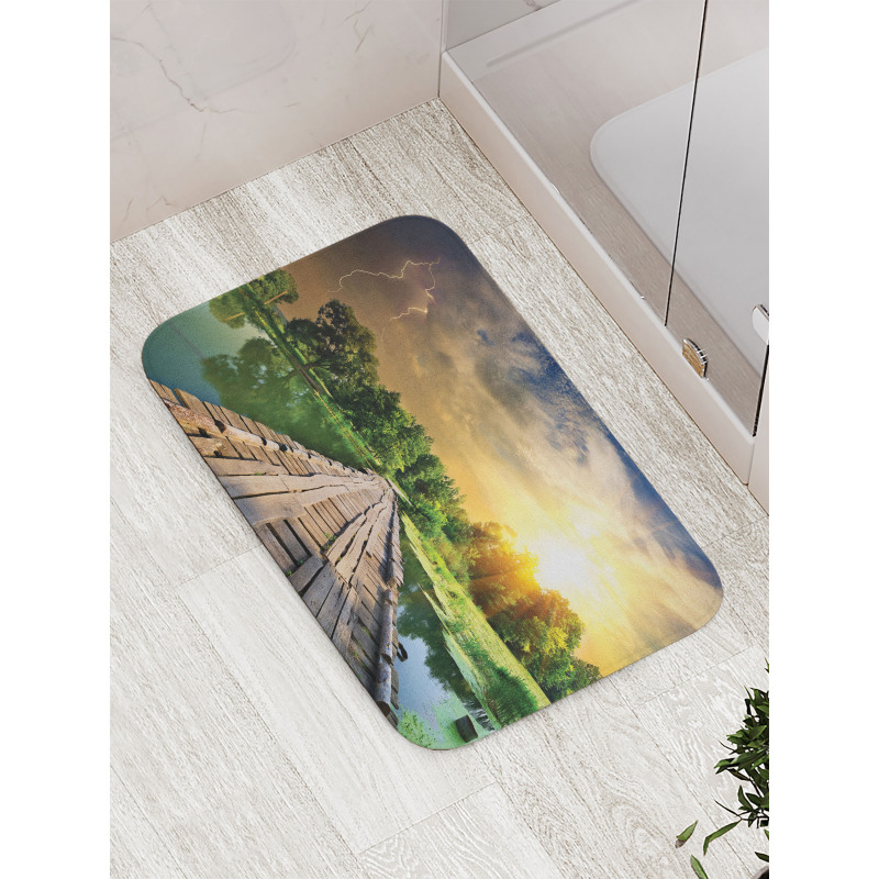 Bolt at Sunset Forest River Bath Mat