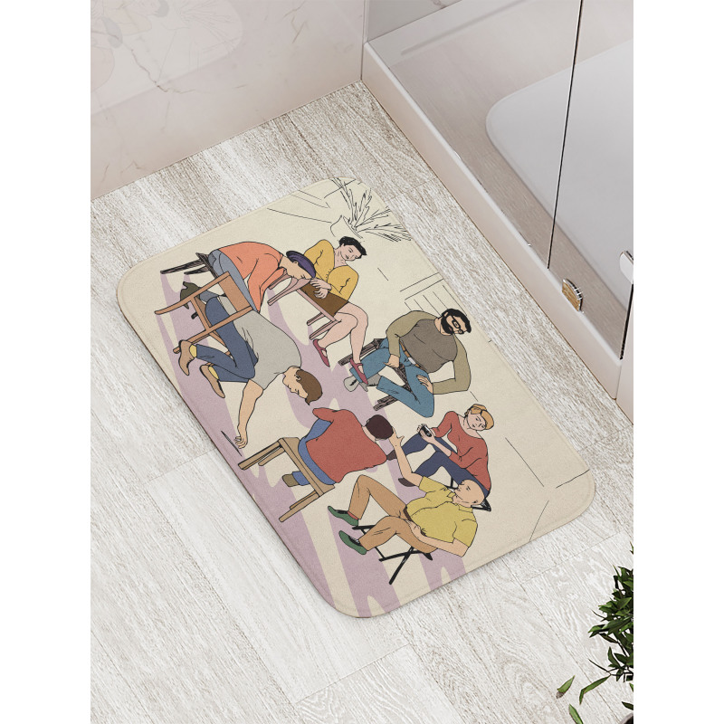 Group Therapy Illustration Bath Mat