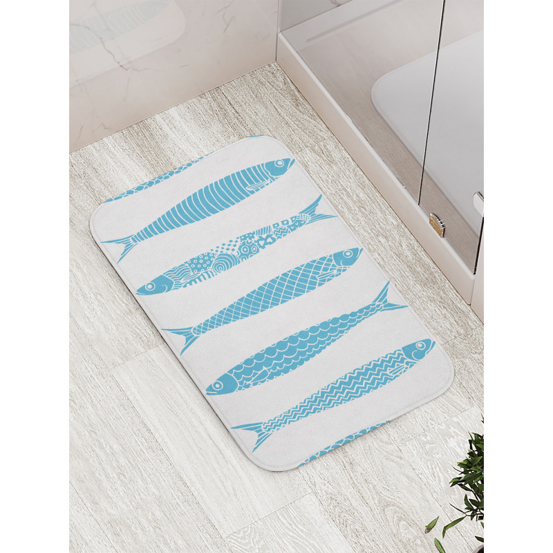 Sardine Fish Doodle Oceanic Bath Mat