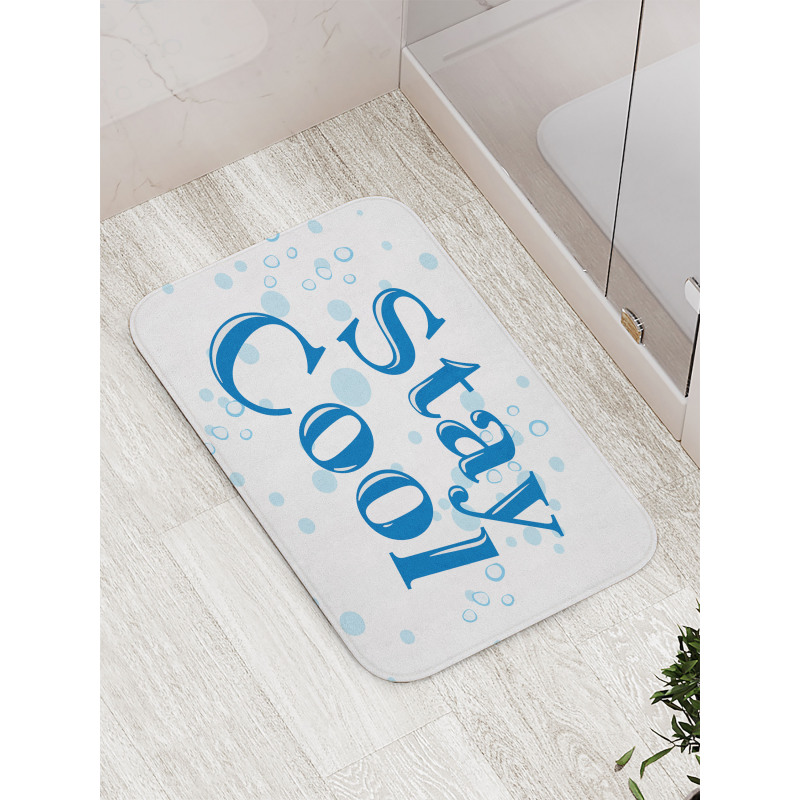 Blue Tones Words Bubbles Bath Mat