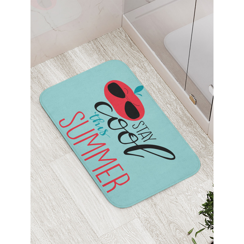 Apple with Sunglasses Bath Mat