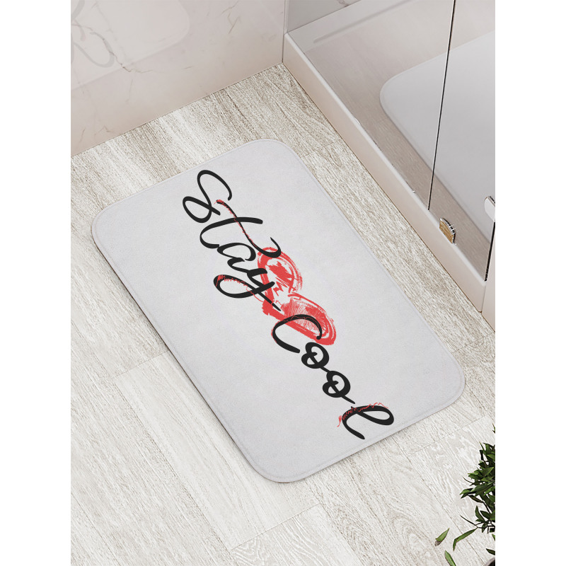 Ink Calligraphy and Heart Bath Mat