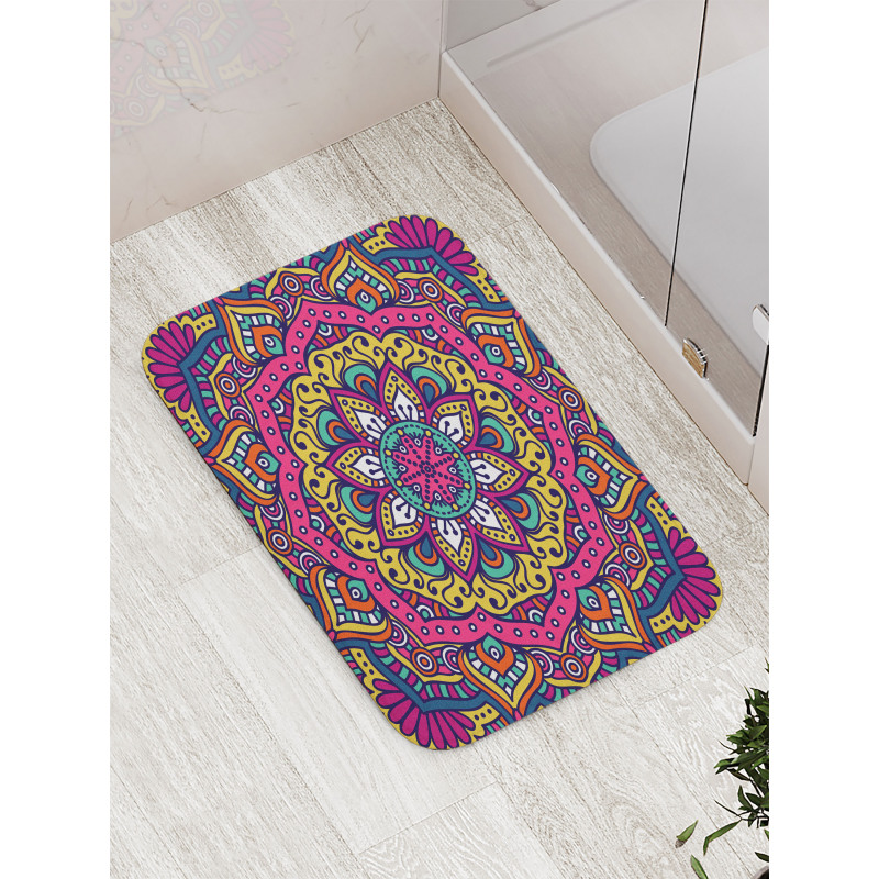 Colorful Floral Motif Bath Mat