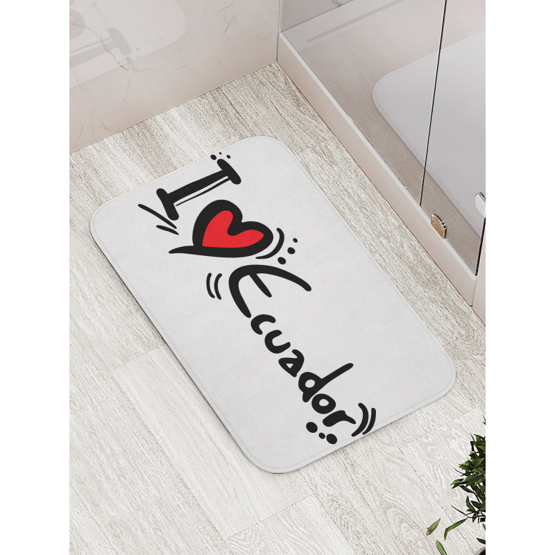 I Heart Ecuador Typography Bath Mat