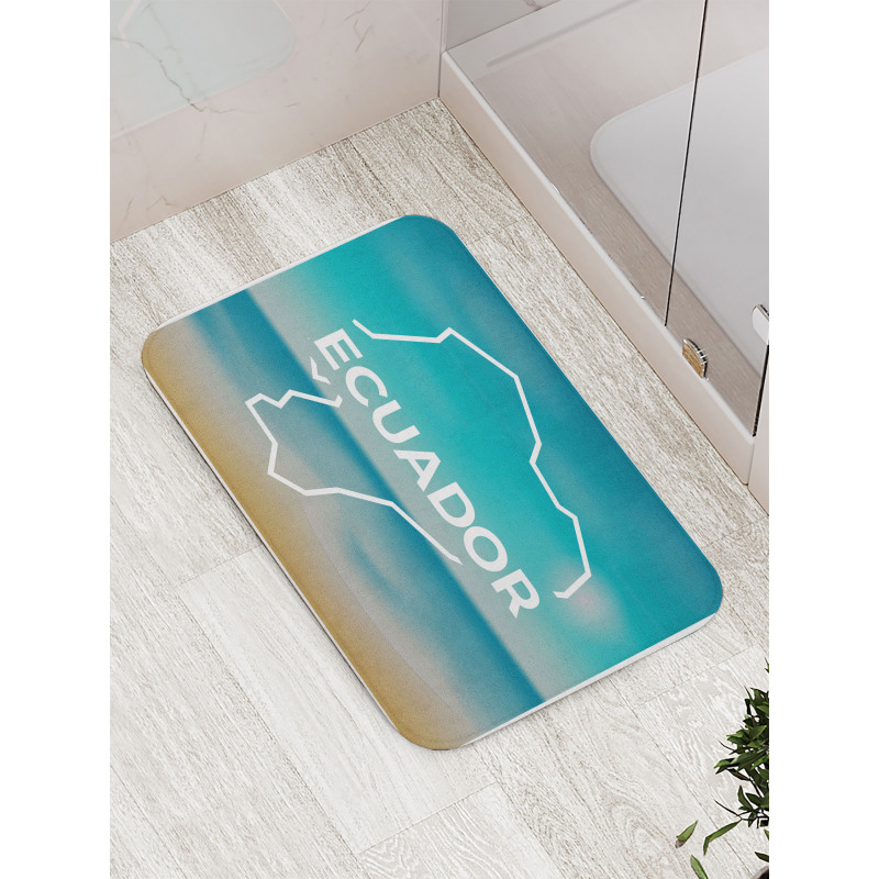 White Frame Blurred Beach Bath Mat