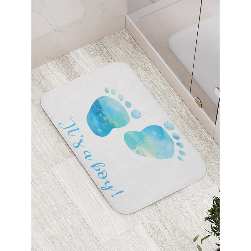 Baby Boy Footprints Bath Mat