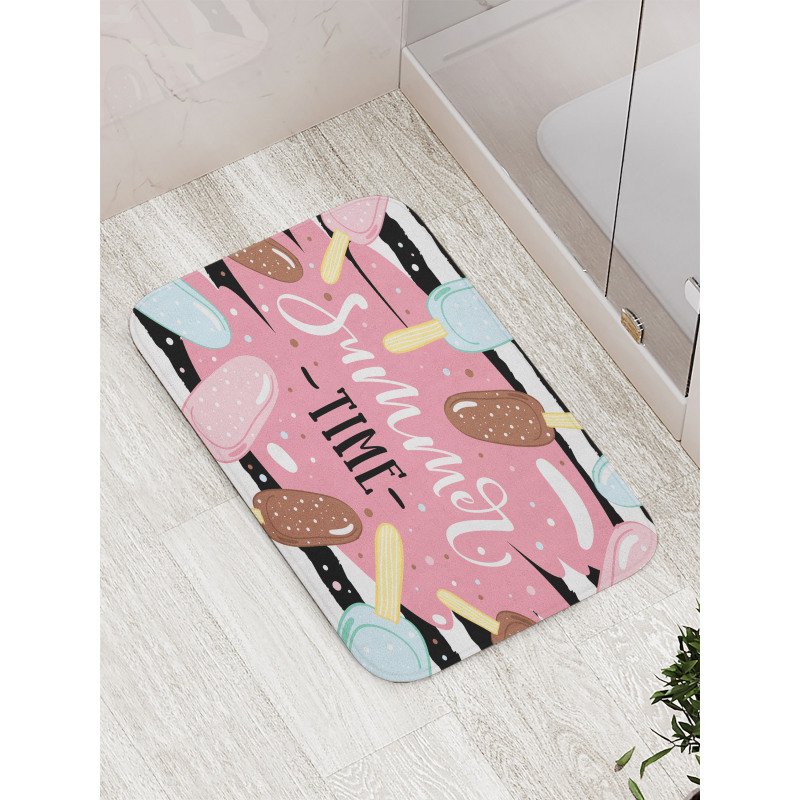 Summer Time Ice Cream Sticks Bath Mat