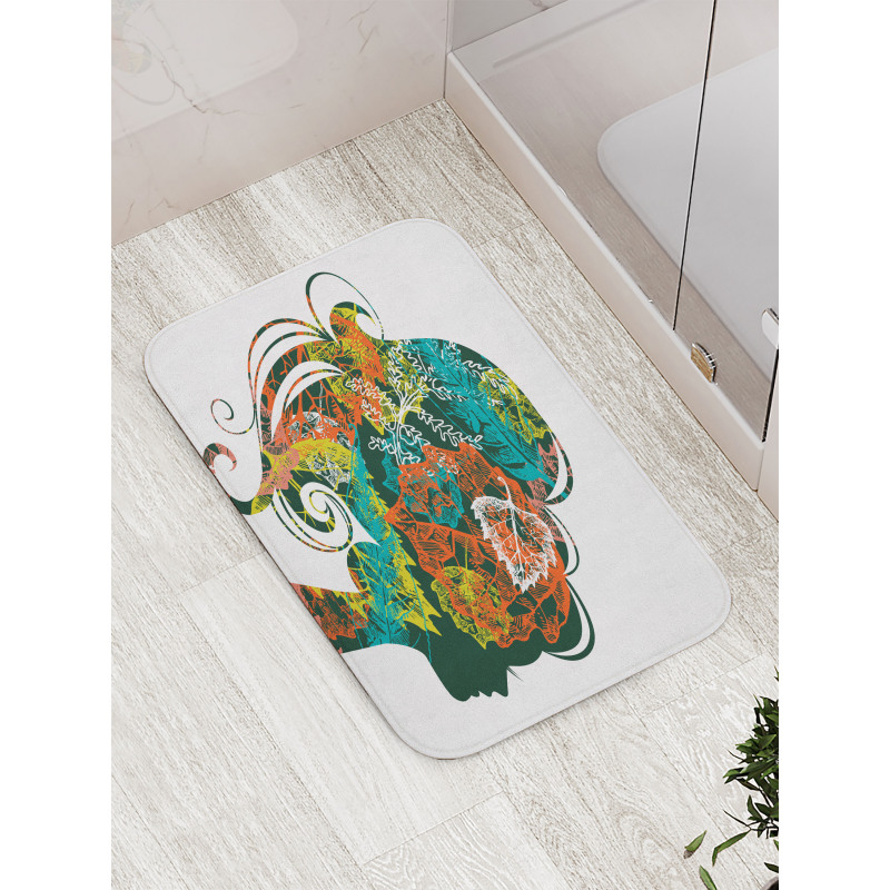 Autumn Leaves Woman Hair Bath Mat