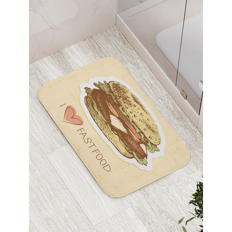 Grunge Retro Fast Food Bath Mat