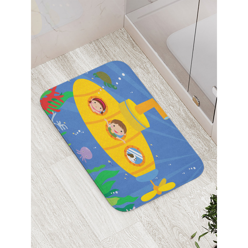 Boy Girl Dog Underwater Bath Mat