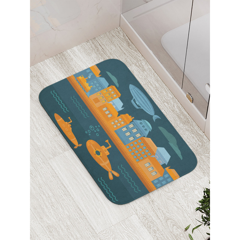 Train Airship Submarines Bath Mat