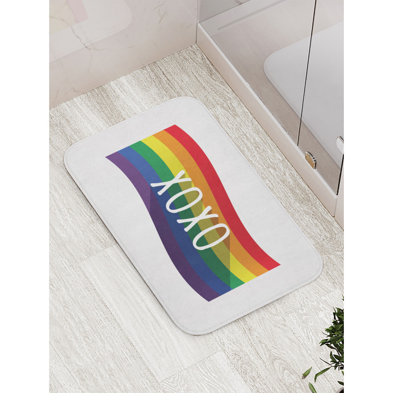 Waving Rainbow Flag Acronym Bath Mat