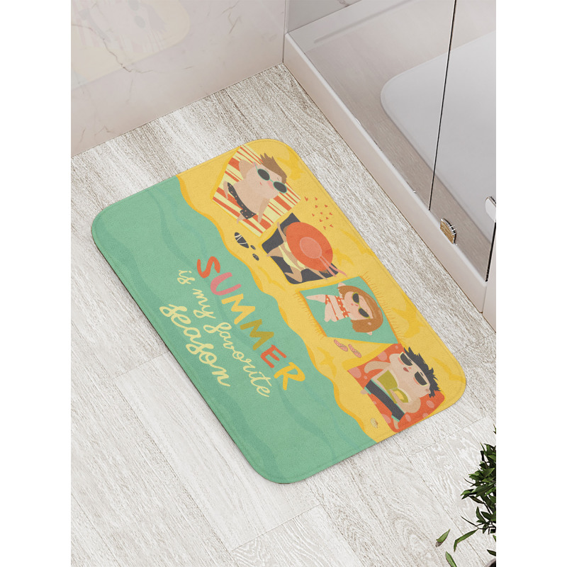 Sunbathing Kids Beach Doodle Bath Mat