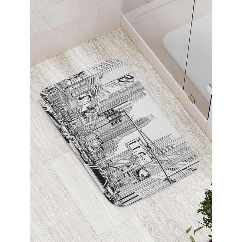 Street of New York Urban Sketch Bath Mat