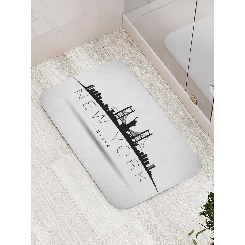 New York USA Wording Landmarks Bath Mat