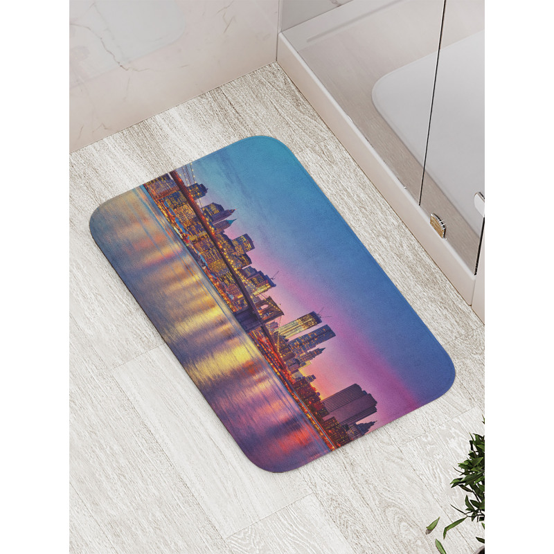 Manhattan Vivid Dusk Skyline Bath Mat