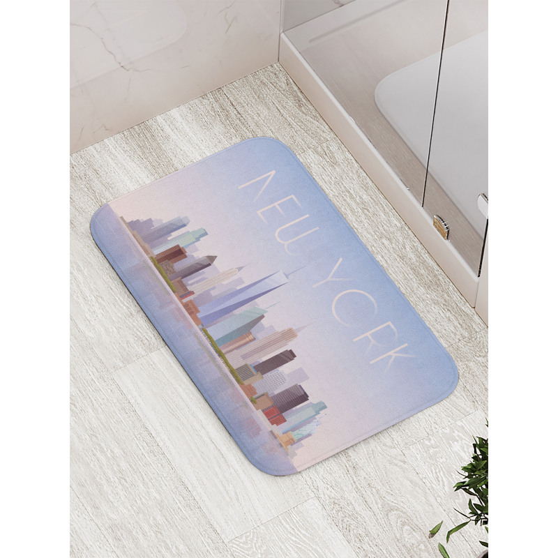 Pastel Tones Big Apple Skyline Bath Mat