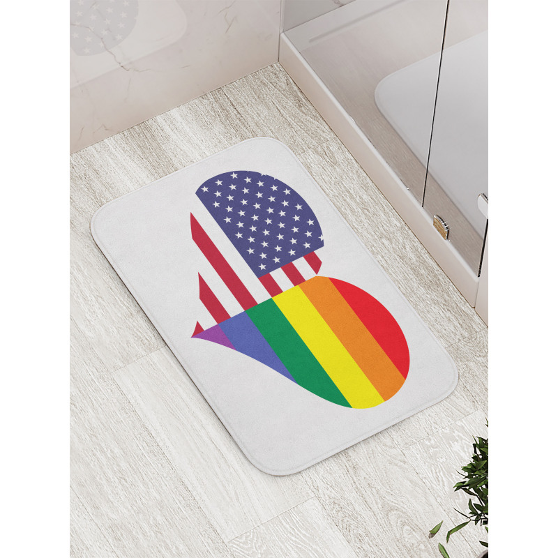 Heart with Old Glory Rainbow Bath Mat