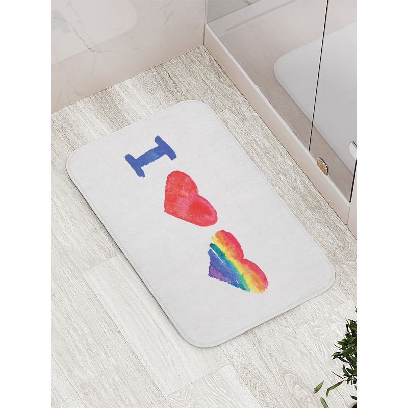 Watercolor I Love LGBT Homo Bath Mat