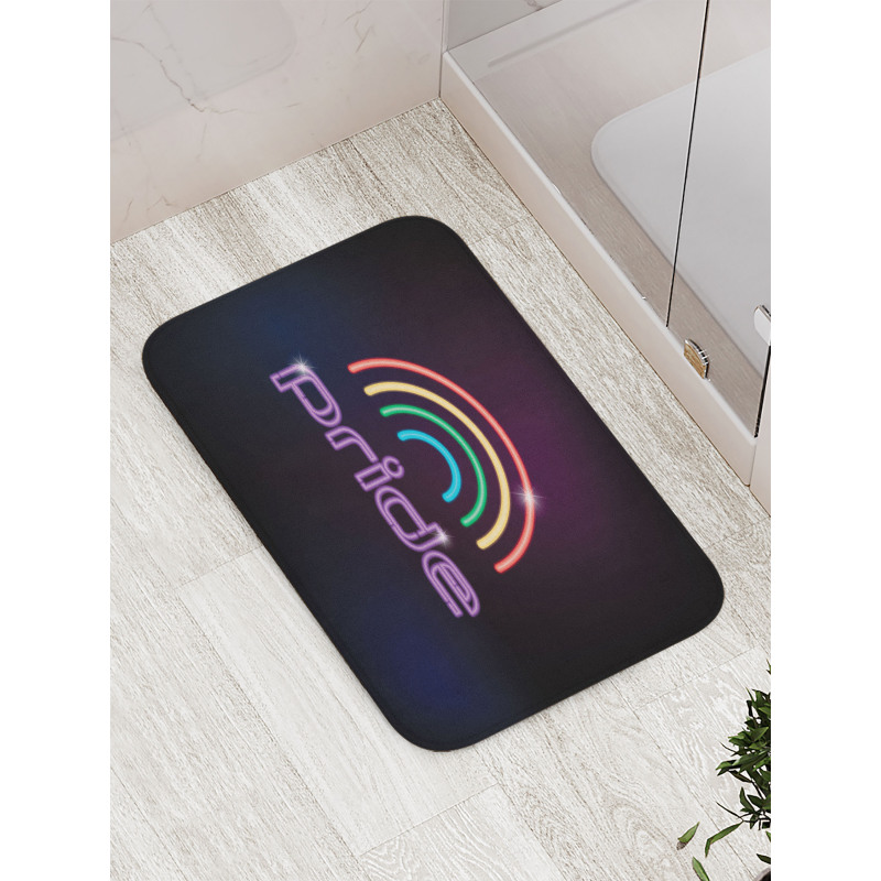 Neon Lamb Look Rainbow Lines Bath Mat