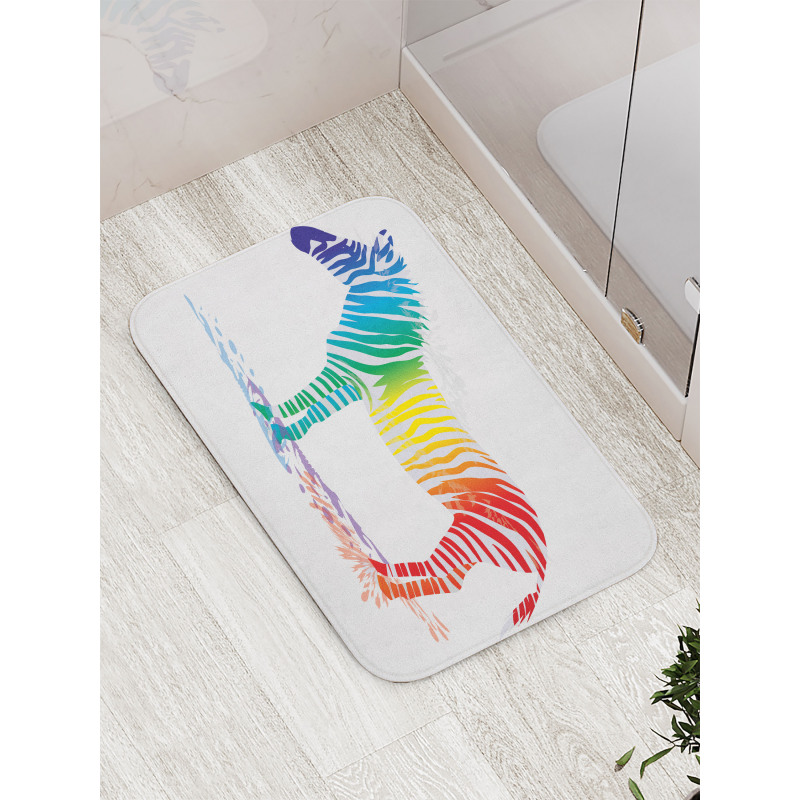 Zebra Rainbow Colors Bath Mat