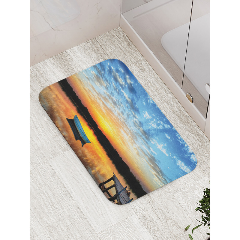 Little Boat on Pond Bath Mat