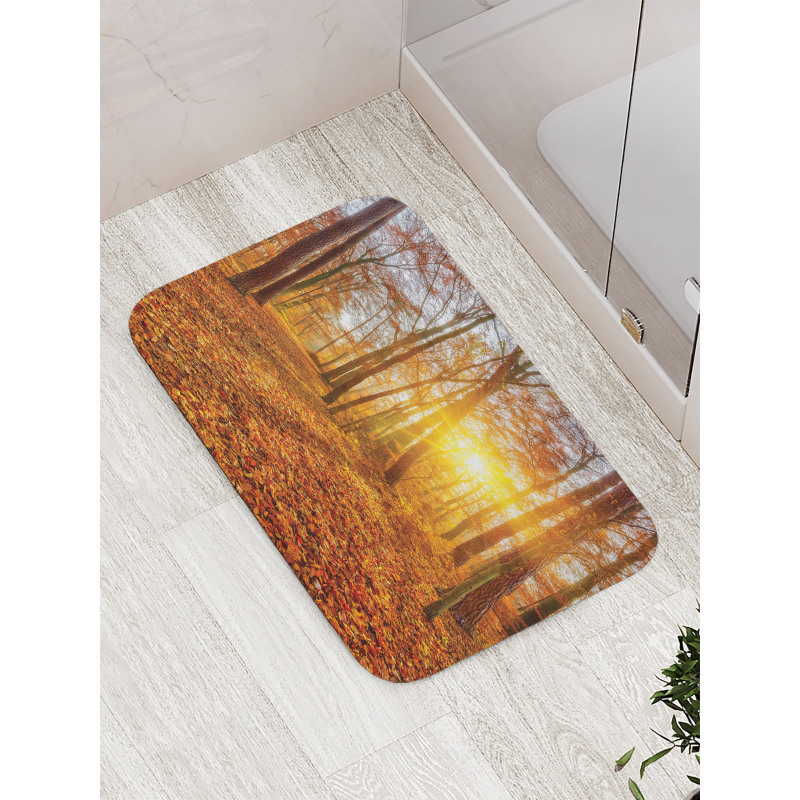 Foggy Sunset Sunbeams Bath Mat