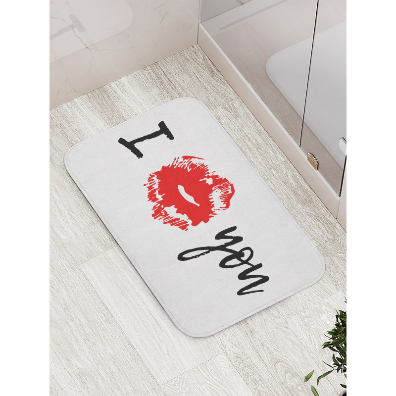 I Kiss You with Lipstick Print Bath Mat