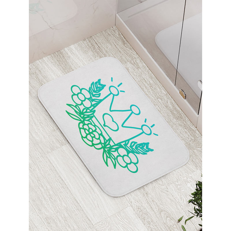 Majestic Crown and Flowers Bath Mat