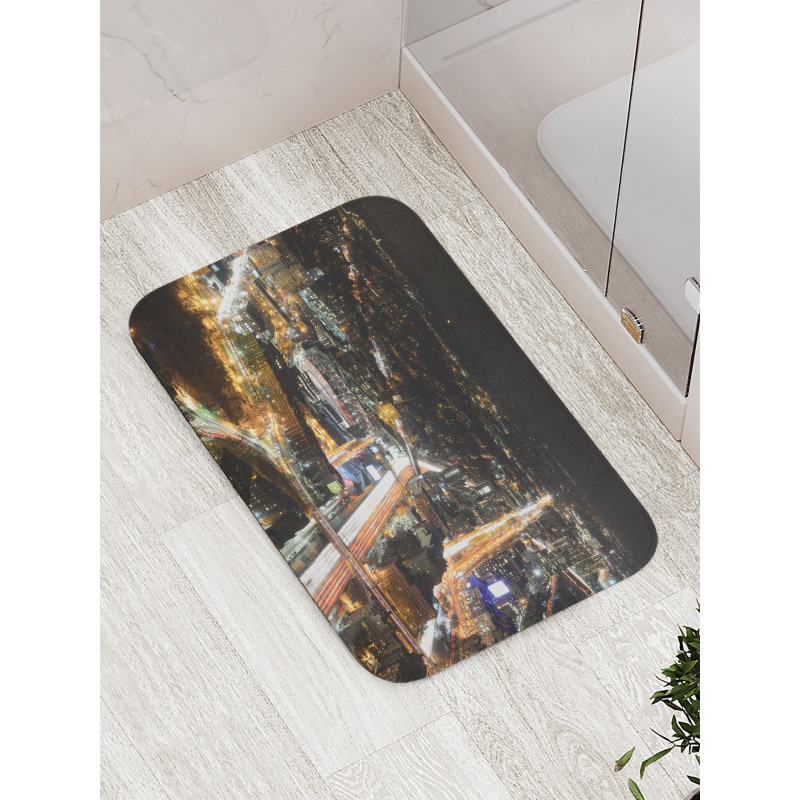 Skyline at Night City Bath Mat