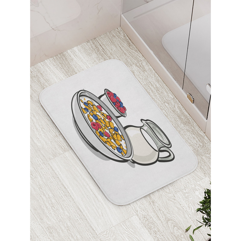 Healthy Breakfast Cartoon Bath Mat