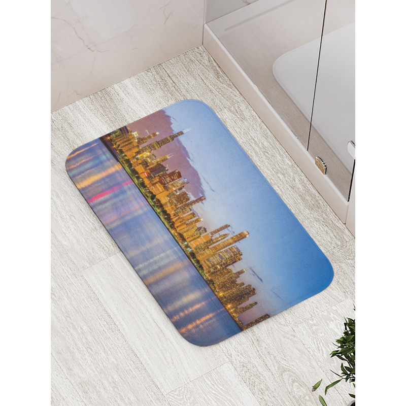 Night Panorama Skyline Bath Mat