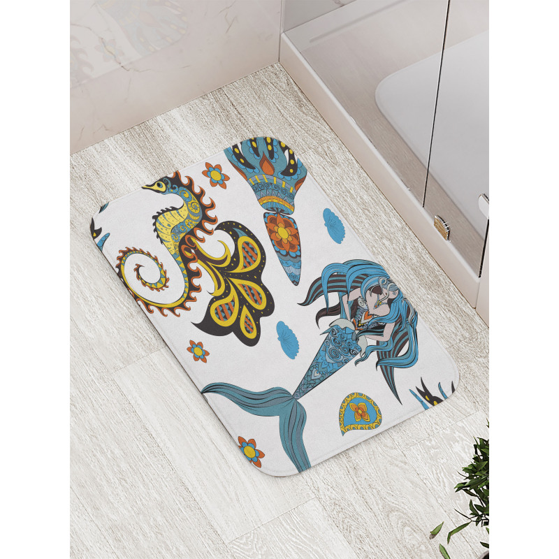 Mermaid and Sea Horse Bath Mat