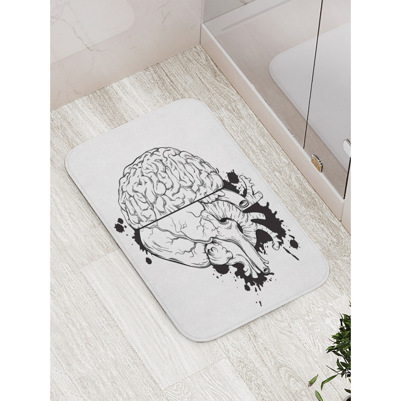 Human Heart and Brain Art Bath Mat