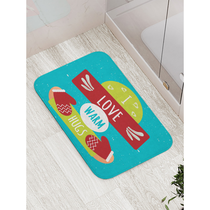 I Love Warm Hugs Gloved Hands Bath Mat