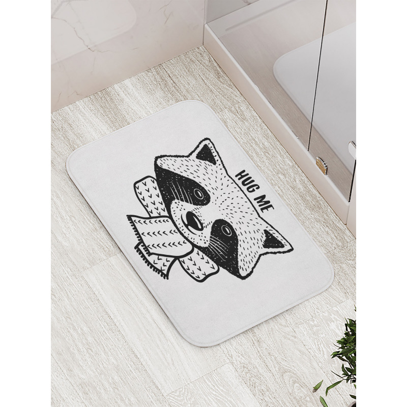 Raccoon with Hug Me Words Bath Mat