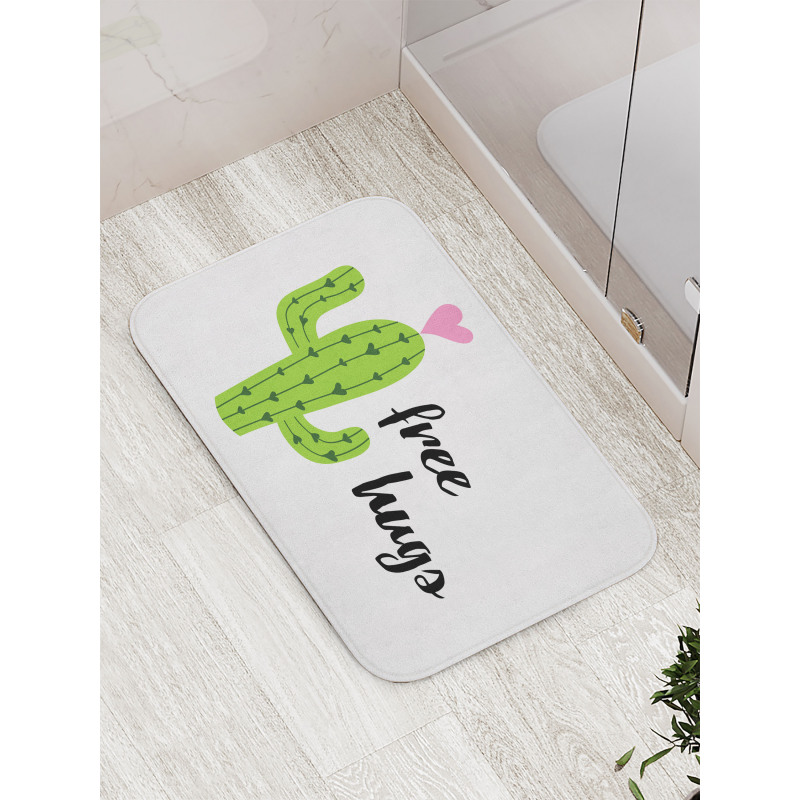 Cactus with Free Hug Words Bath Mat