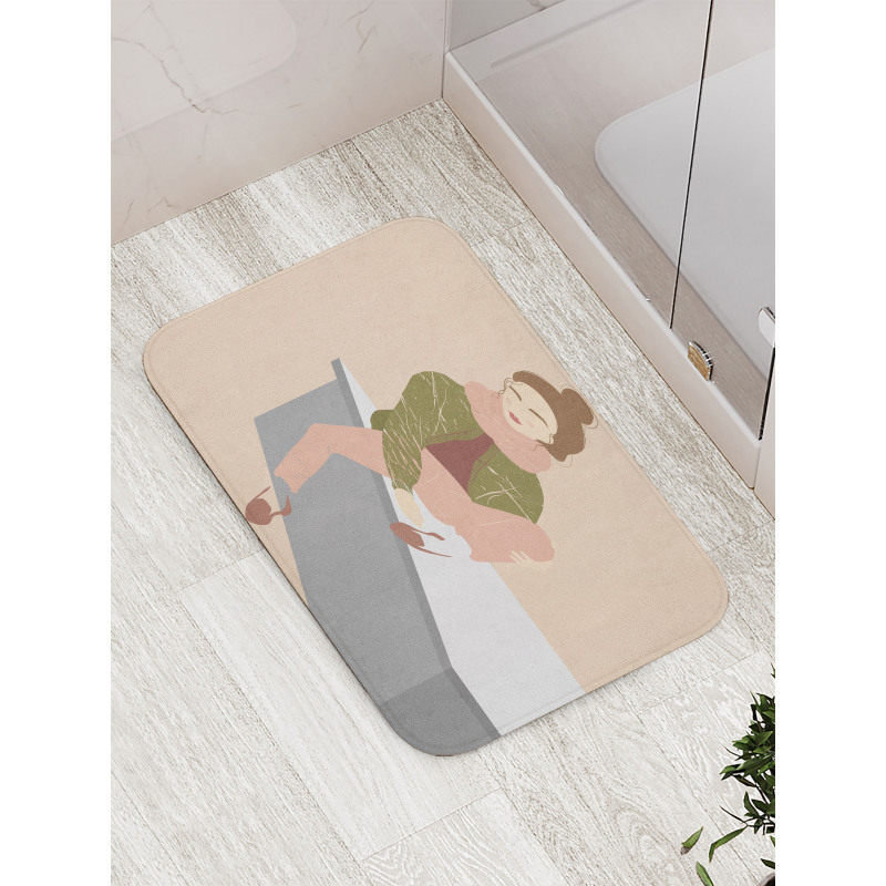 Young Girl with Bun Bath Mat