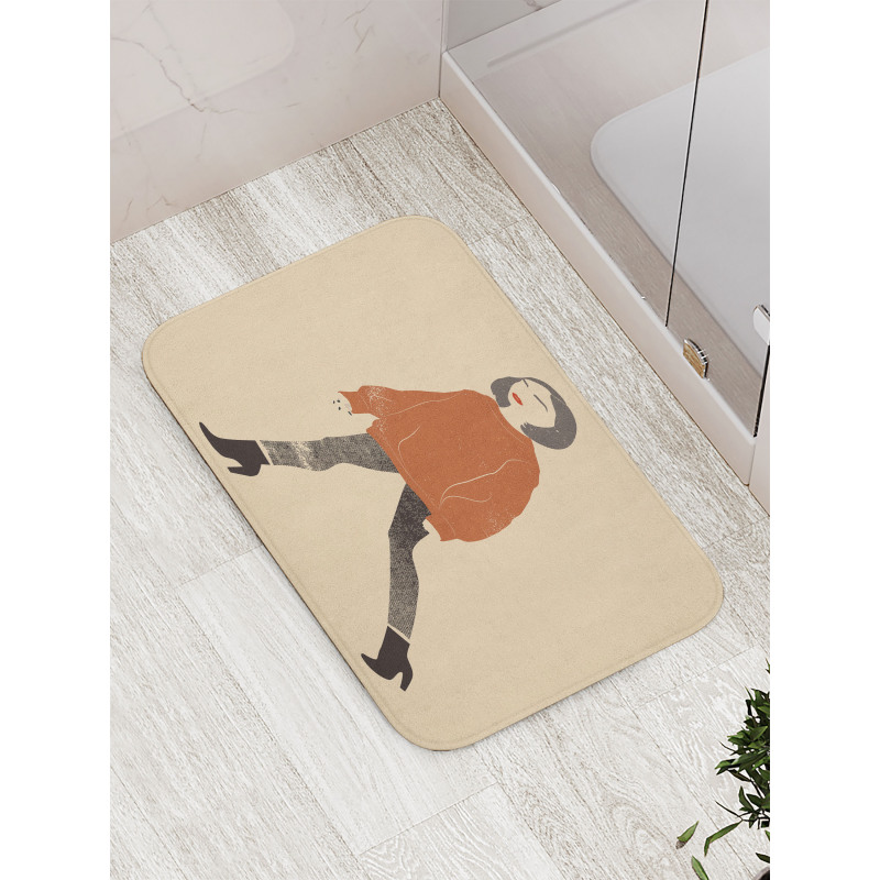 Girl in Fashionable Clothes Bath Mat