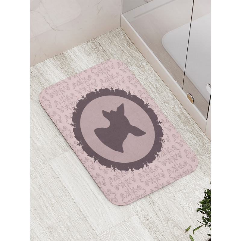 Dog Silhouette in Vintage Bath Mat