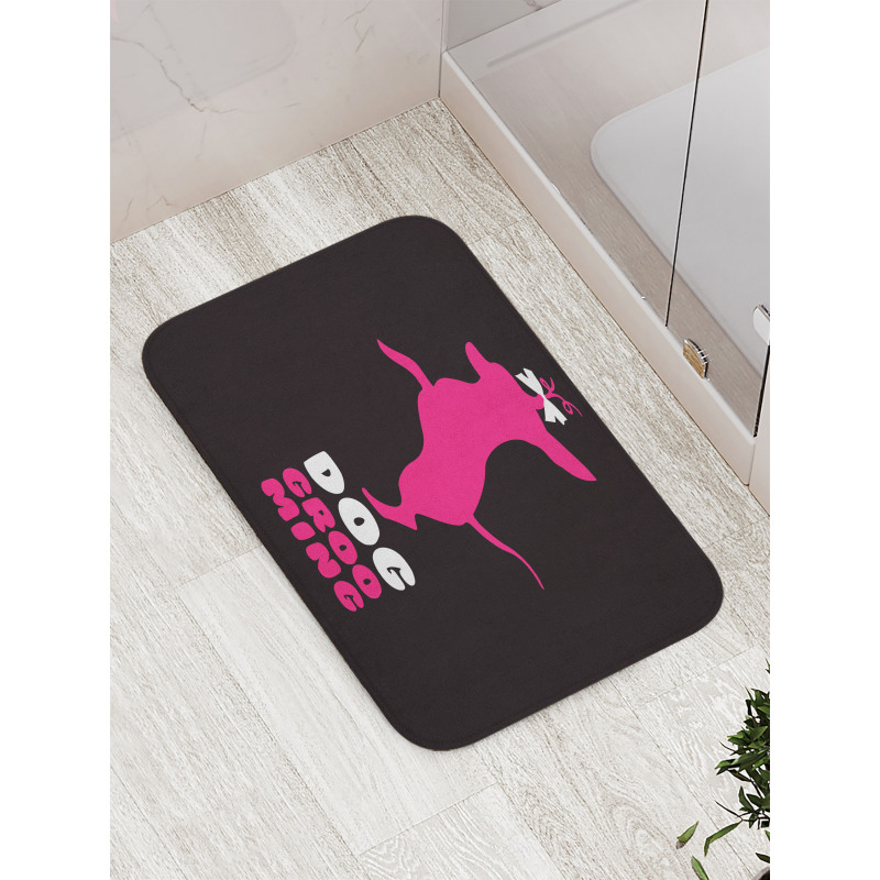 Dog Stands Funny Hair Bow Bath Mat