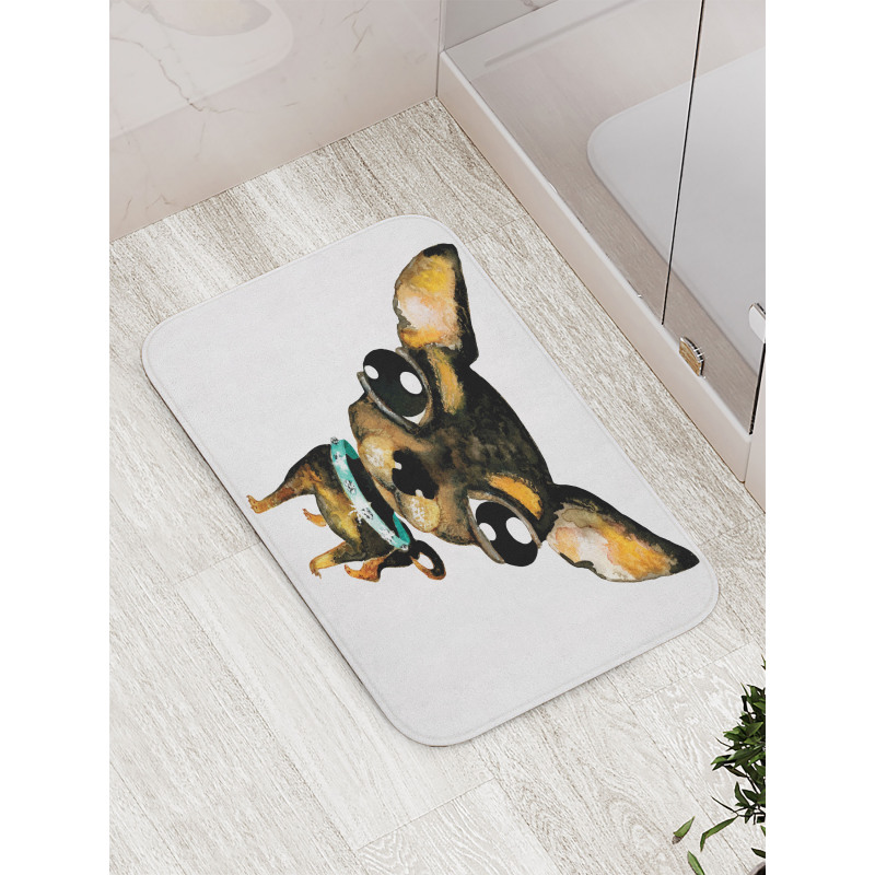 Gem Collar Big Eyed Dog Bath Mat