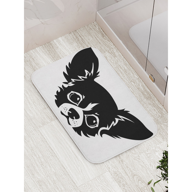 Monochrome Puppy Head Bath Mat