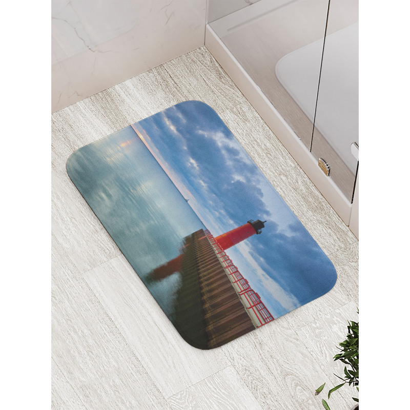 Dramatic Sky Lighthouse Bath Mat