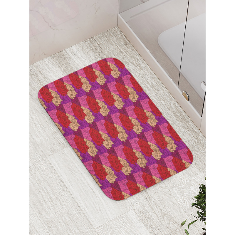 Dotted Colorful Floral Image Bath Mat